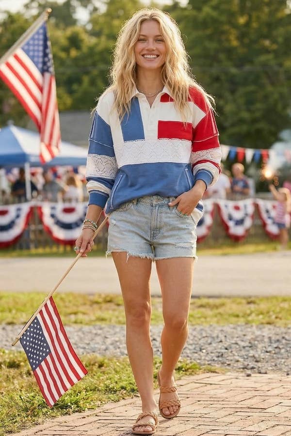 Americana Long Sleeve Polo