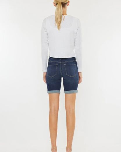 Mid Rise Folded Hem Shorts