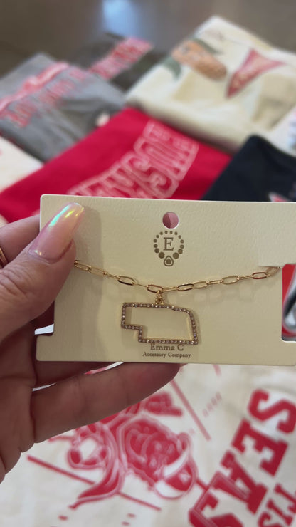 Nebraska Bling Bracelet-Gold