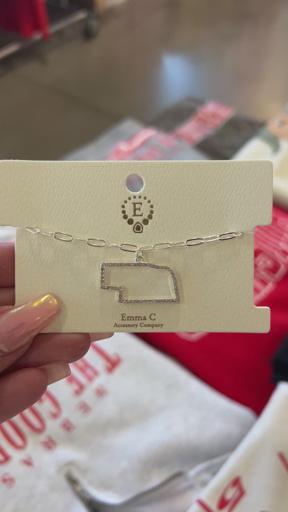 Nebraska Bling Bracelet-Silver