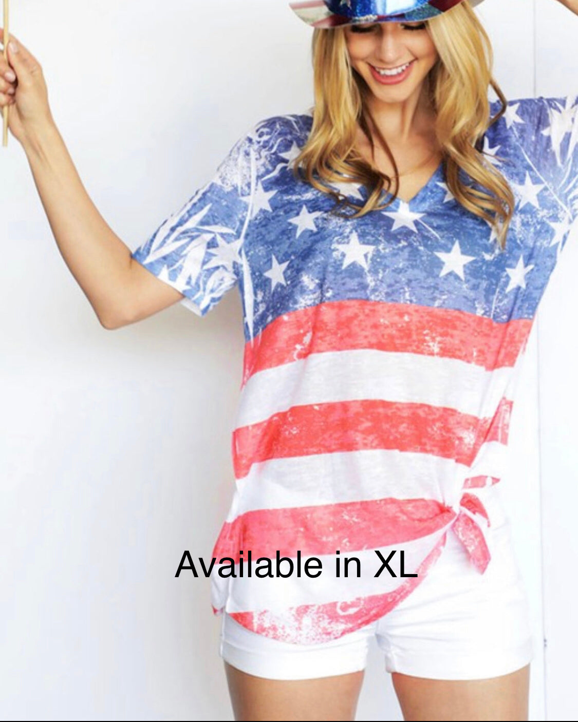 American Flag Print V-neck